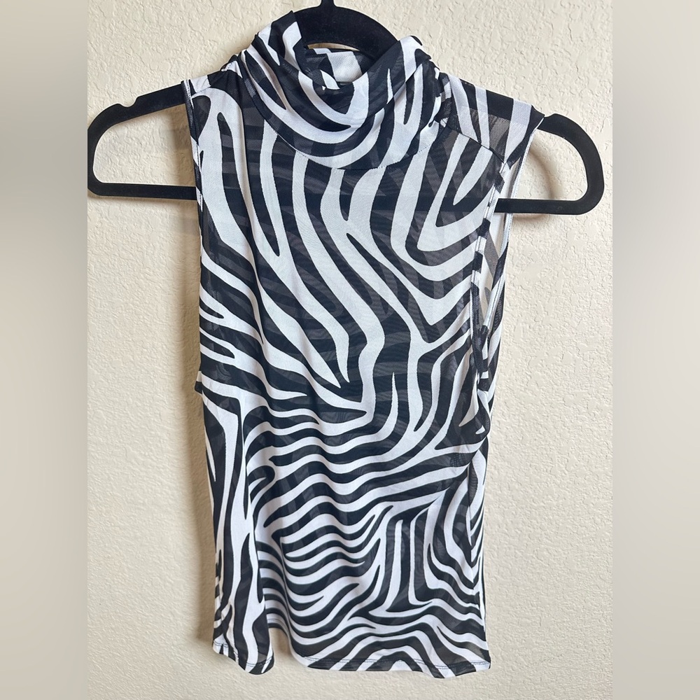 AFRM Black and White Zebra Print Tank Top